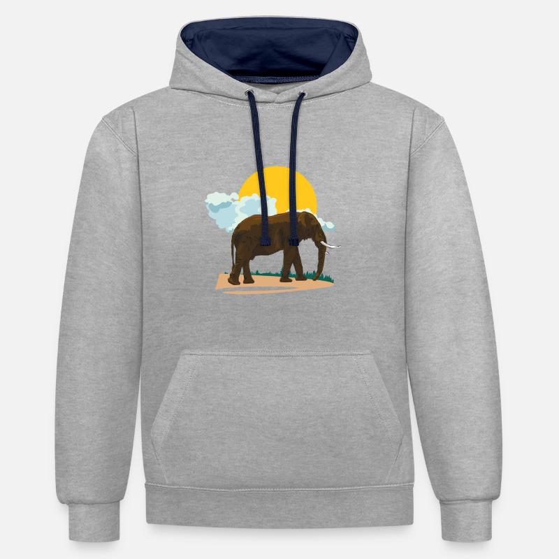 Elefant oder doch Elephant? - Kontrast-Hoodie - Grau meliert/Navy