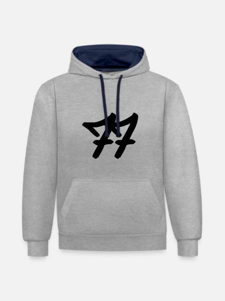 Number 77 - Contrast hoodie - heather grey/navy