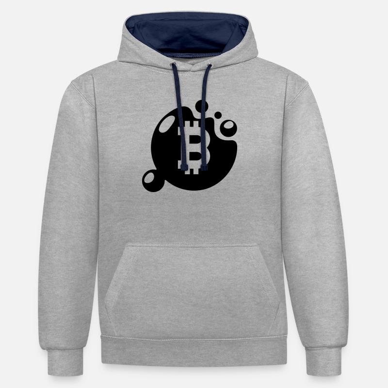 Trading de crypto-monnaies Bitcoin - Sweat à capuche contrasté - gris chiné/bleu marine
