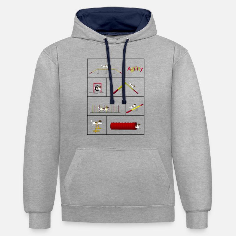 Agilité totale Münster - Sweat à capuche contrasté - gris chiné/bleu marine