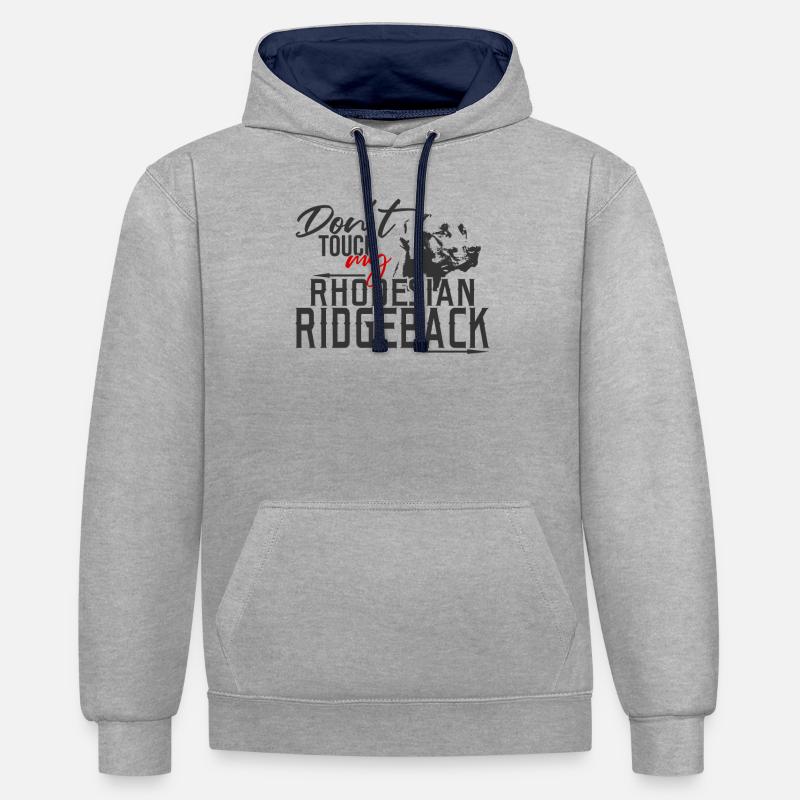 Rhodesian Ridgeback - Sweat à capuche contrasté - gris chiné/bleu marine