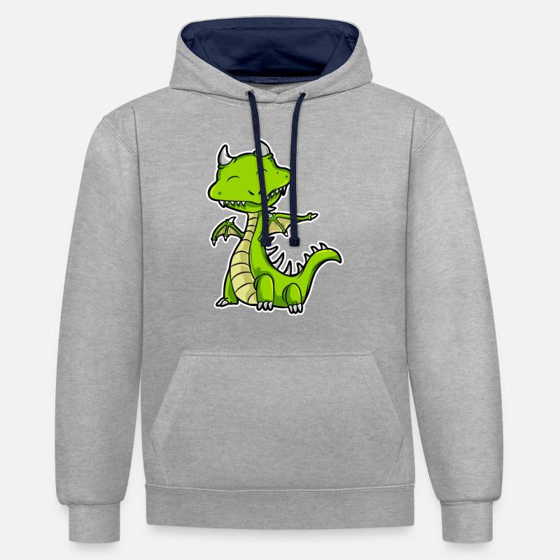 Dragon - Sweat à capuche contrasté - gris chiné/bleu marine