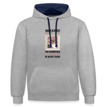 Godmother Aunt Godmother Baptismal Godchild - Contrast hoodie - heather grey/navy - Front - Liana (172cm) & Jaron (178cm)