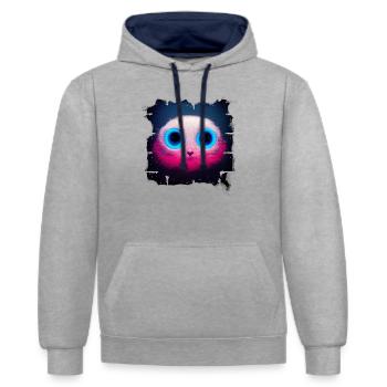 space ti meow - Contrast hoodie - heather grey/navy - Front - Liana (172cm) & Jaron (178cm)