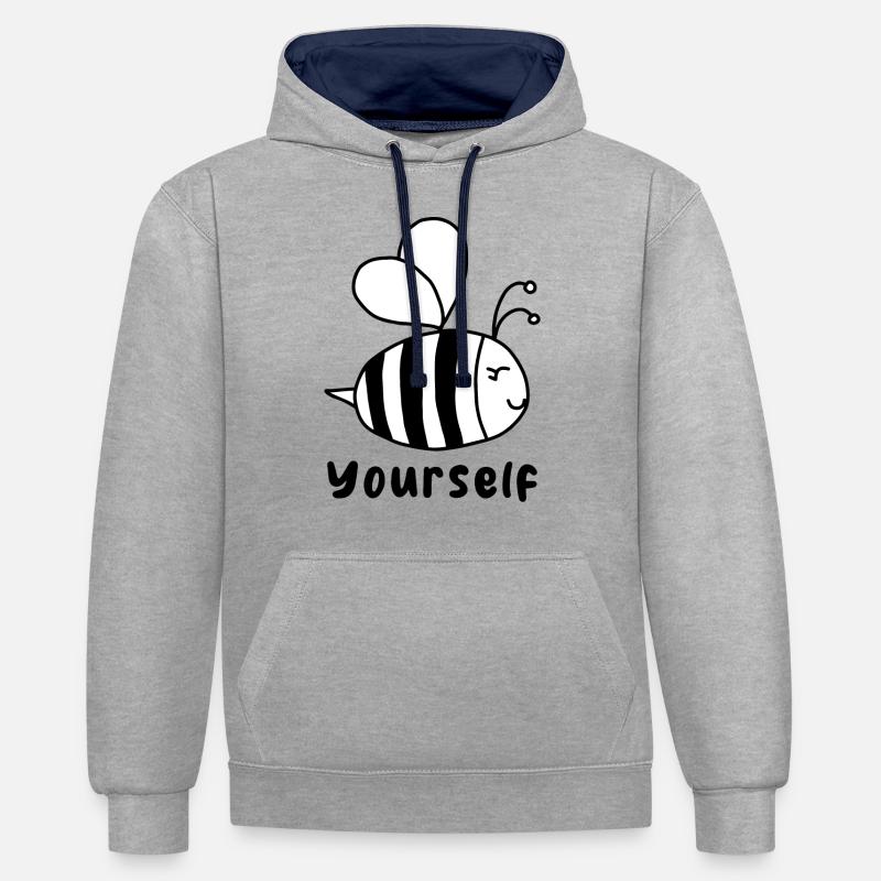 Soyez vous-même - Sweat à capuche contrasté - gris chiné/bleu marine