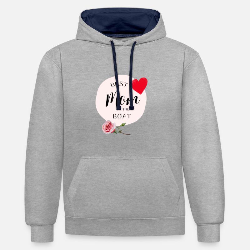 Beste Mutter auf dem Boot - Kontrast-Hoodie - Grau meliert/Navy