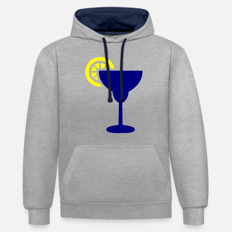 Tequilla Alcool - Sweat à capuche contrasté - gris chiné/bleu marine