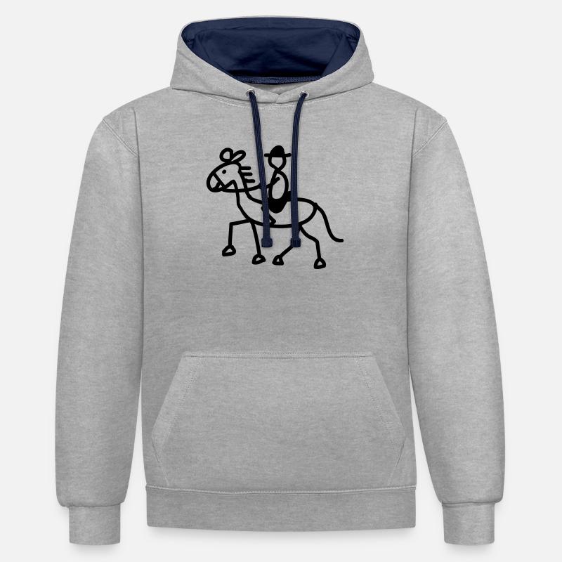 cavalier - Sweat à capuche contrasté - gris chiné/bleu marine