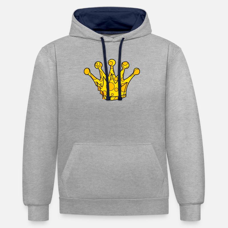 Fromage symbole de la couronne - Sweat à capuche contrasté - gris chiné/bleu marine