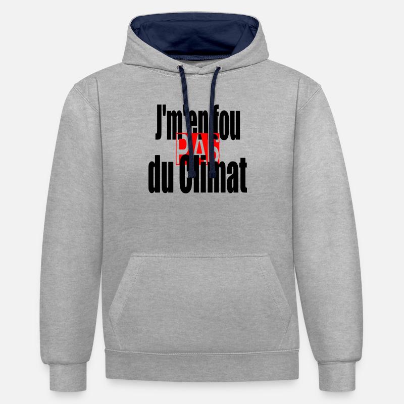 climat - Sweat à capuche contrasté - gris chiné/bleu marine
