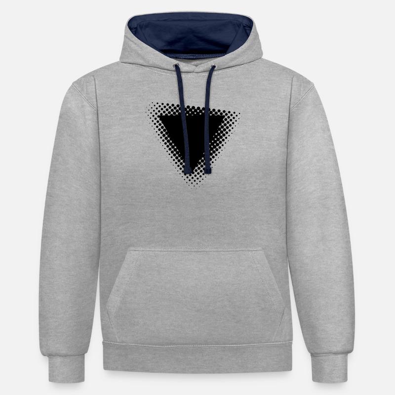 Conception géométrique de triangles à points - Sweat à capuche contrasté - gris chiné/bleu marine