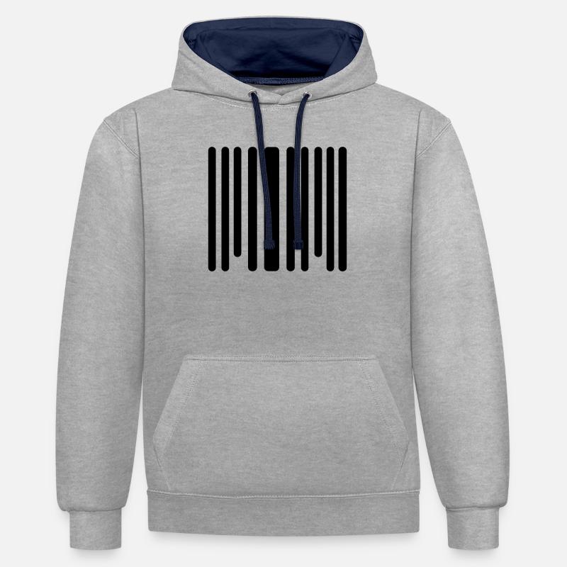 Barcode - Kontrast-Hoodie - Grau meliert/Navy