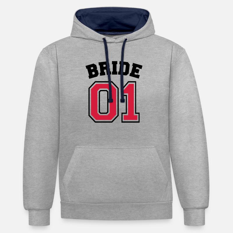 Bride 01 - Sweat à capuche contrasté - gris chiné/bleu marine