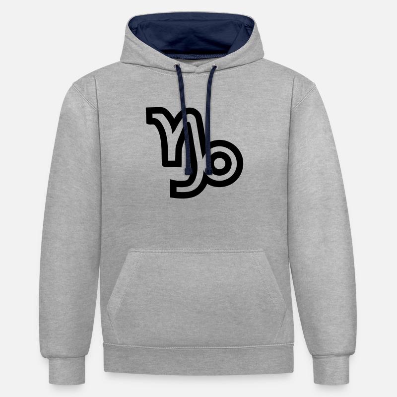 Steinbock - Kontrast-Hoodie - Grau meliert/Navy