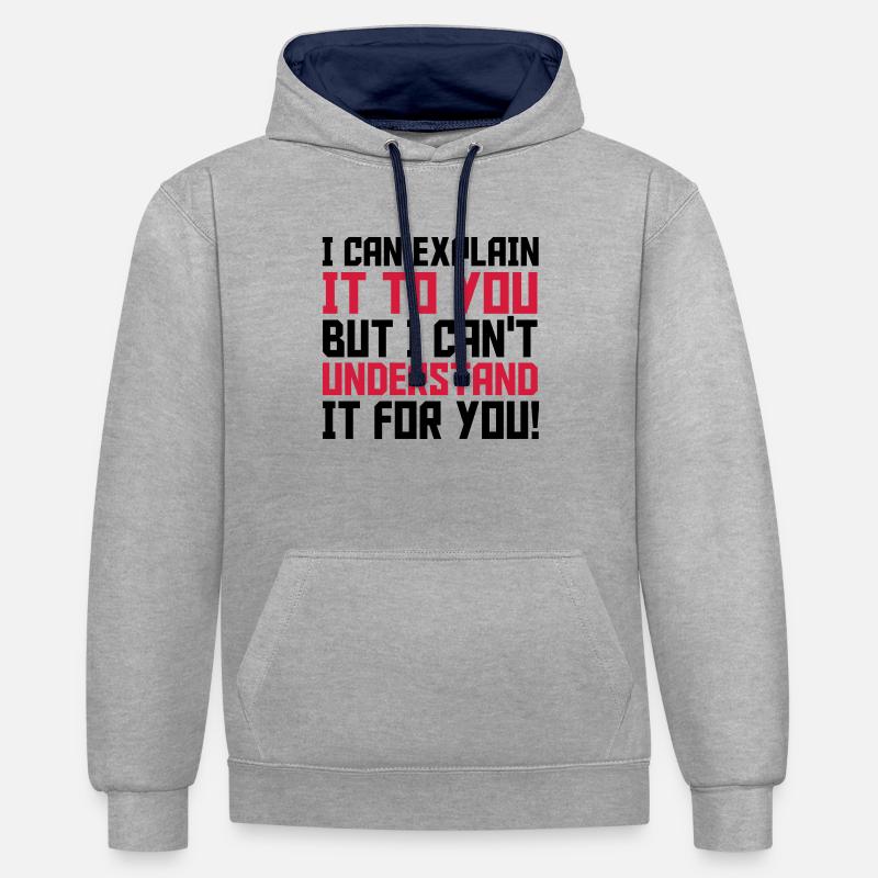 Explain - Sweat à capuche contrasté - gris chiné/bleu marine