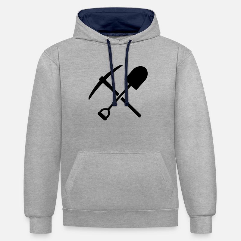 exploitation minière - Sweat à capuche contrasté - gris chiné/bleu marine