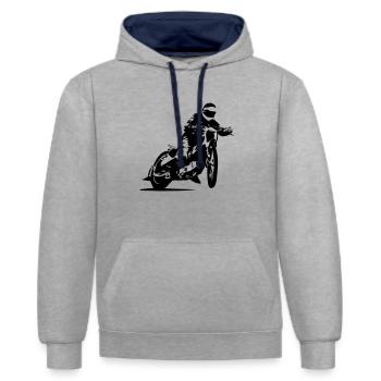 Speedway Racing - Contrast hoodie - heather grey/navy - Front - Liana (172cm) & Jaron (178cm)