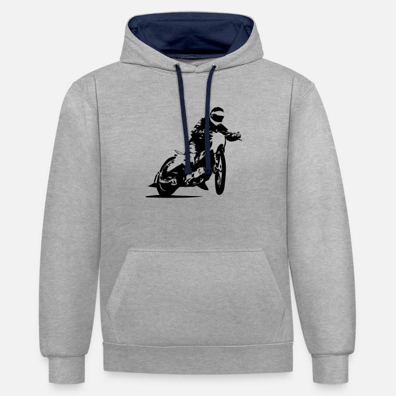 Speedway Racing - Sweat à capuche contrasté - gris chiné/bleu marine