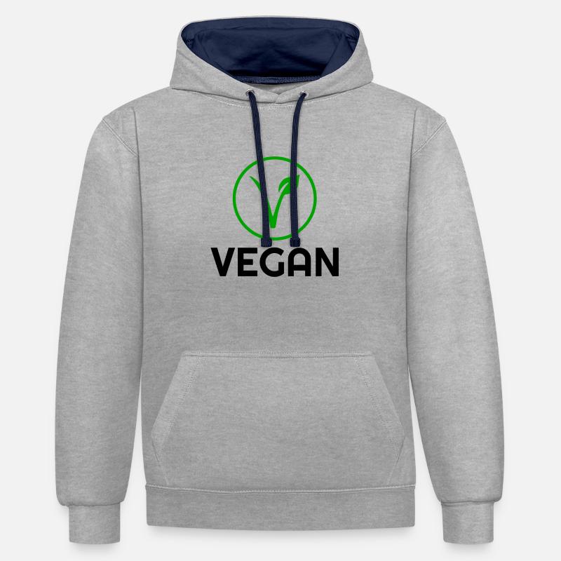 Vegan avec logo cercle vert - Sweat à capuche contrasté - gris chiné/bleu marine