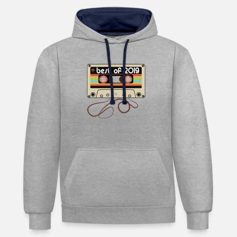 Millésime légendaire 2019 - Sweat à capuche contrasté - gris chiné/bleu marine