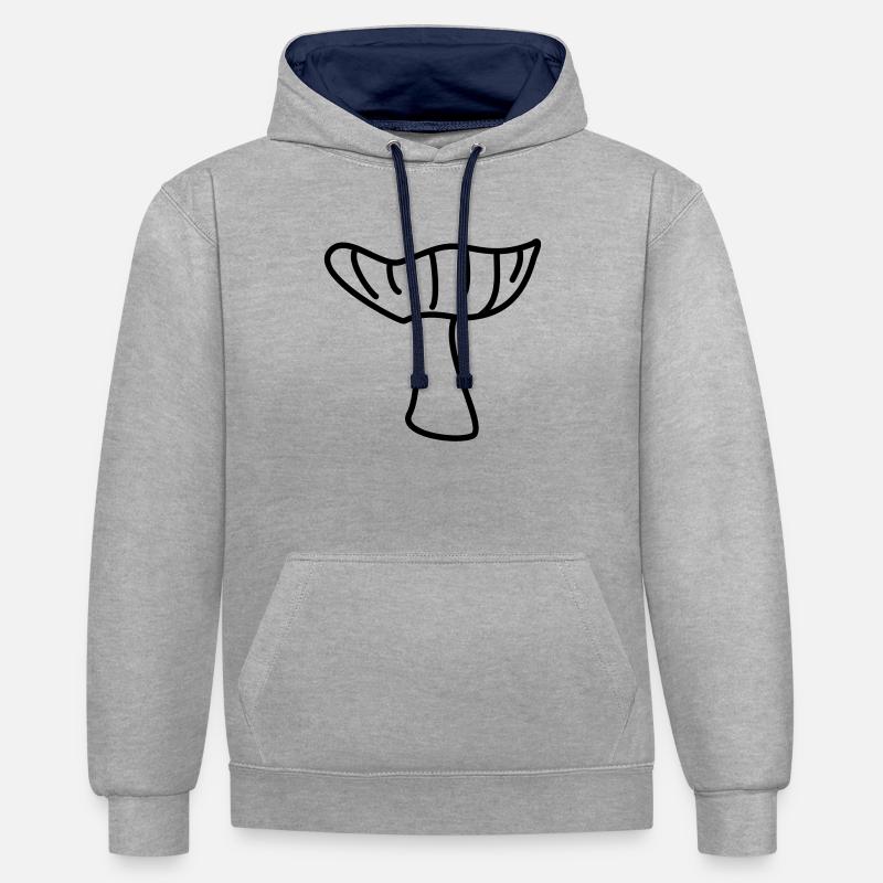 Champignon - Sweat à capuche contrasté - gris chiné/bleu marine