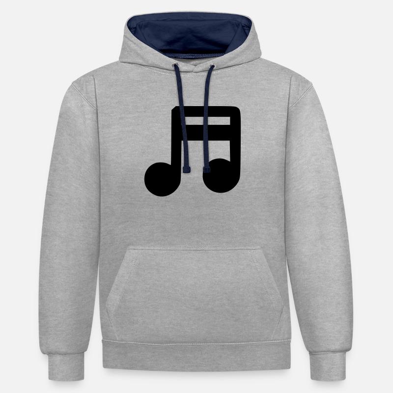 Note musique - Sweat à capuche contrasté - gris chiné/bleu marine