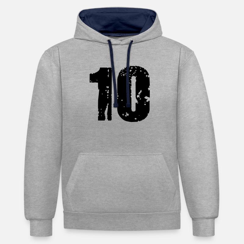 10 - Sweat à capuche contrasté - gris chiné/bleu marine