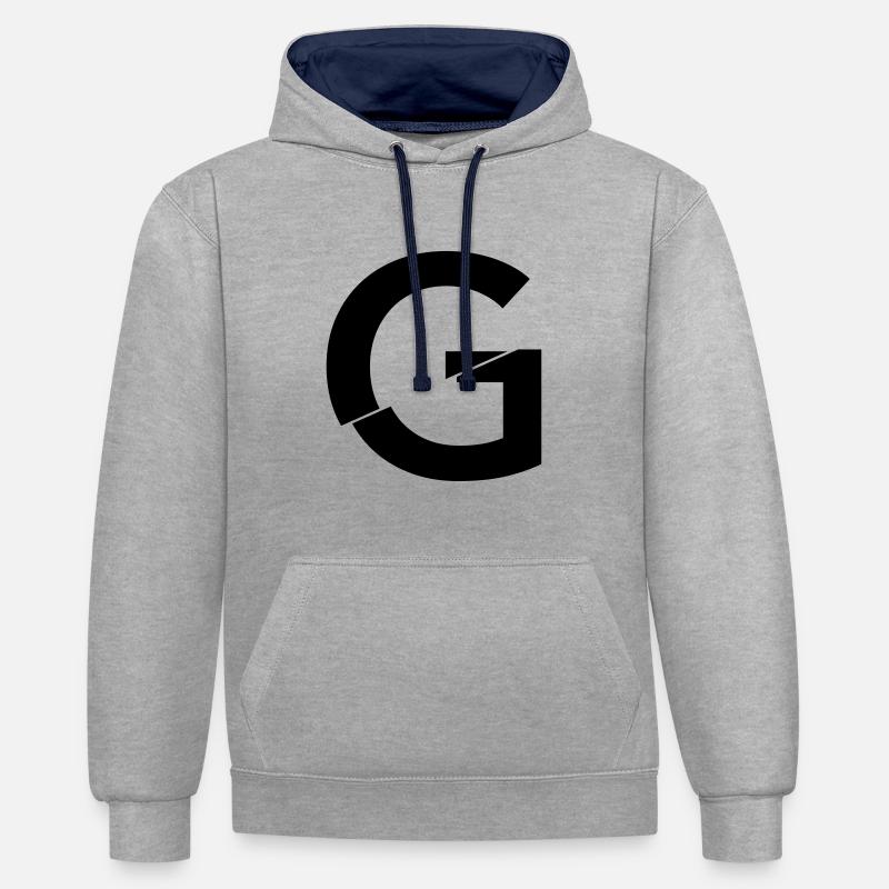G cassé - Sweat à capuche contrasté - gris chiné/bleu marine