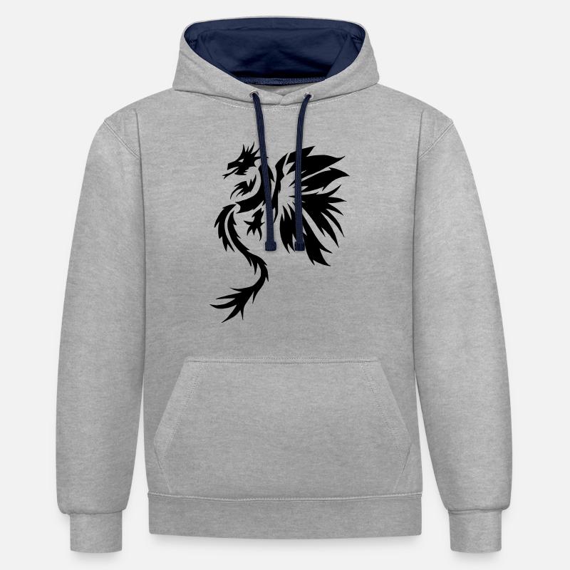 dragon - Sweat à capuche contrasté - gris chiné/bleu marine