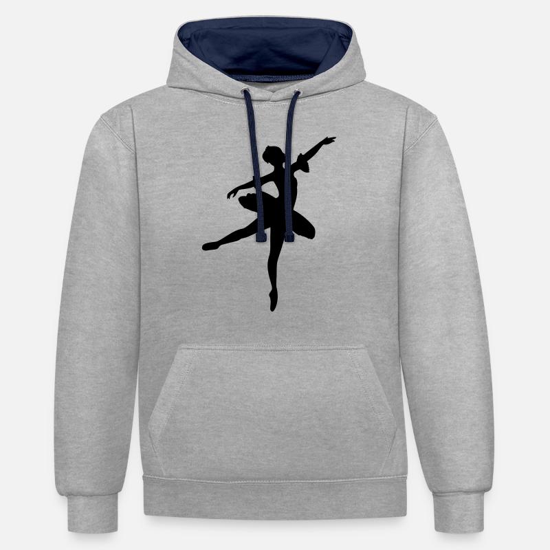 Danseuse de ballet vecteur Silhouette - Sweat à capuche contrasté - gris chiné/bleu marine