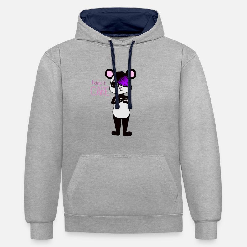 Panda I CARE NE - Sweat à capuche contrasté - gris chiné/bleu marine