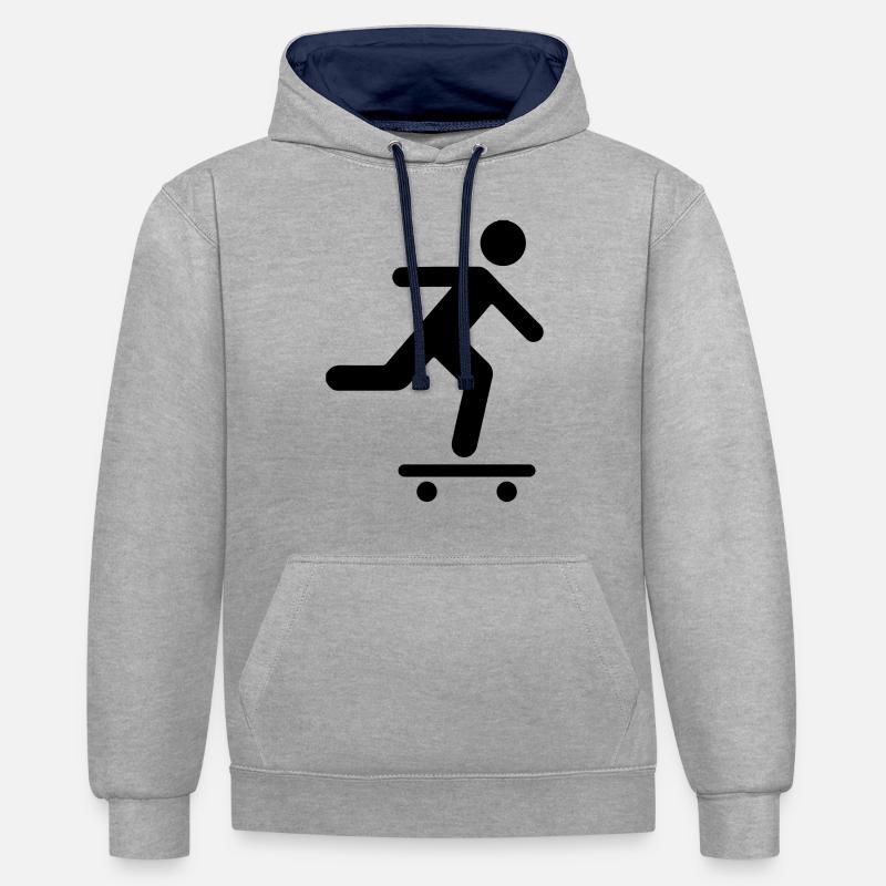 Icône Skateboarder - Sweat à capuche contrasté - gris chiné/bleu marine