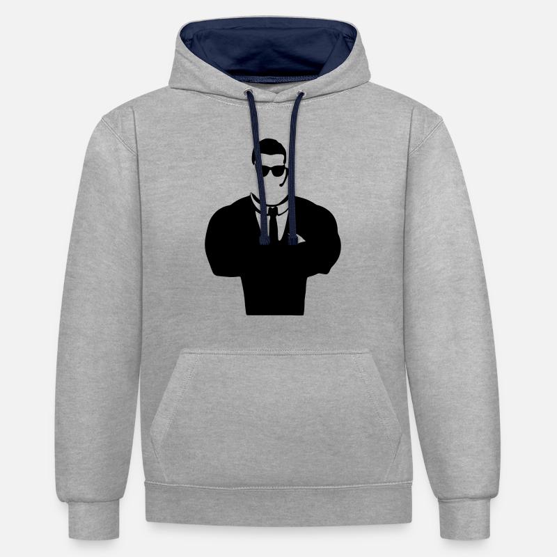 Security Guard Silhouette - Kontrast-Hoodie - Grau meliert/Navy