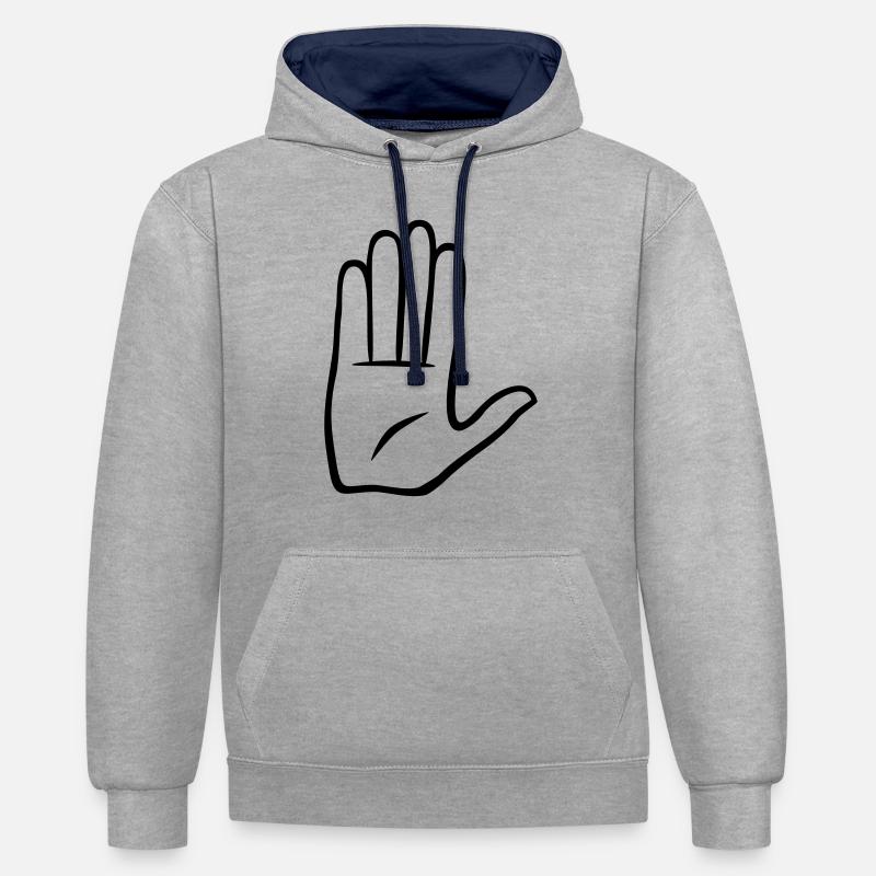 main - Sweat à capuche contrasté - gris chiné/bleu marine