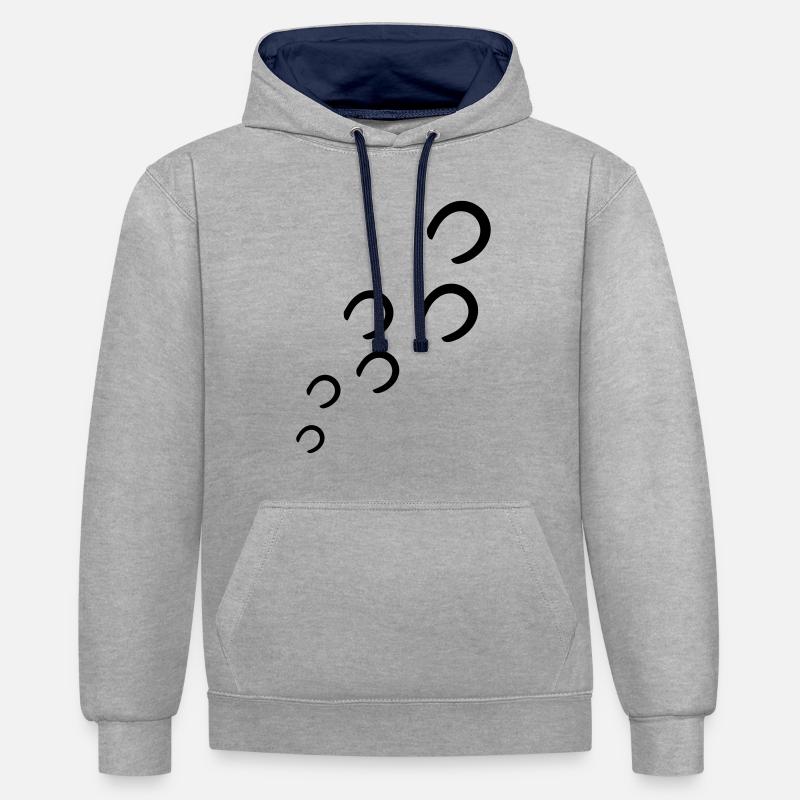 bourrin - Sweat à capuche contrasté - gris chiné/bleu marine