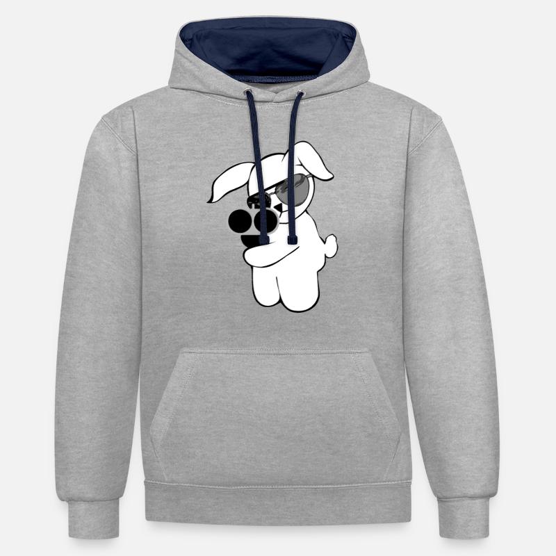 shotgun rabbit - Sweat à capuche contrasté - gris chiné/bleu marine