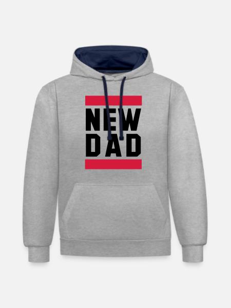 NEW DAD Funny Pregnancy Design - Contrast hoodie - heather grey/navy