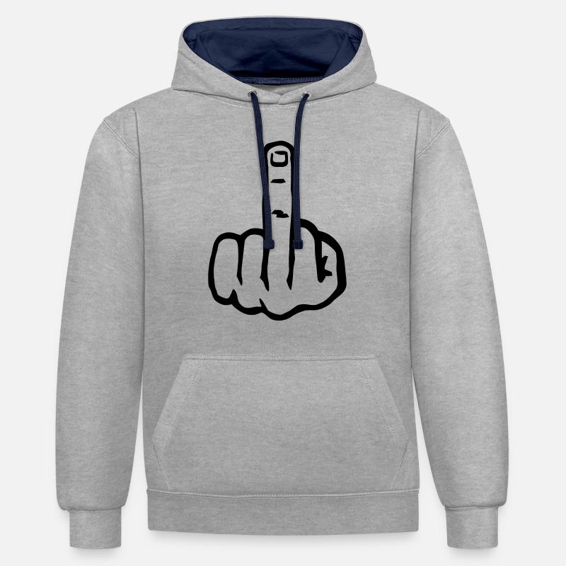 Médius - Sweat à capuche contrasté - gris chiné/bleu marine