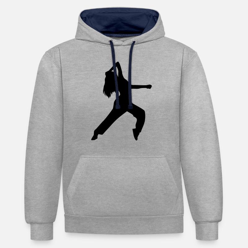 Danser - Sweat à capuche contrasté - gris chiné/bleu marine