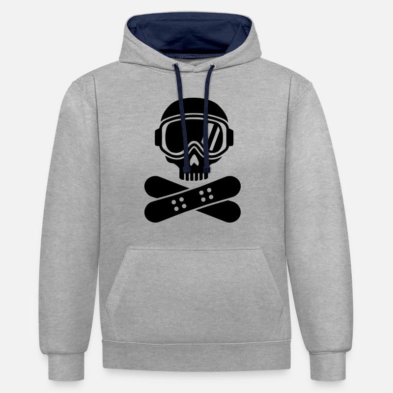 Snowboard - Sweat à capuche contrasté - gris chiné/bleu marine