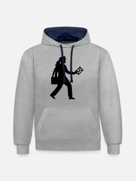 Mailwoman - Contrast hoodie - heather grey/navy