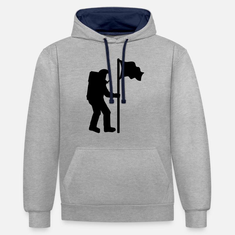 Astronaute - Sweat à capuche contrasté - gris chiné/bleu marine