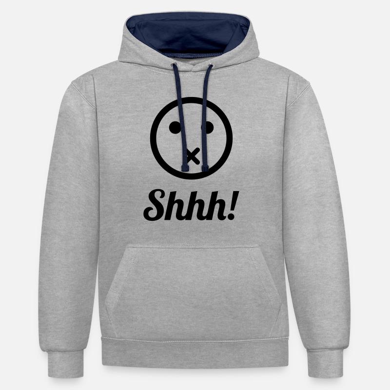 Chut! - Sweat à capuche contrasté - gris chiné/bleu marine