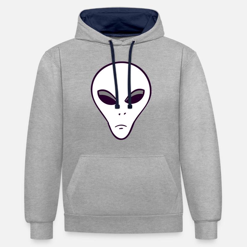 extraterrestre (alien) - Sweat à capuche contrasté - gris chiné/bleu marine