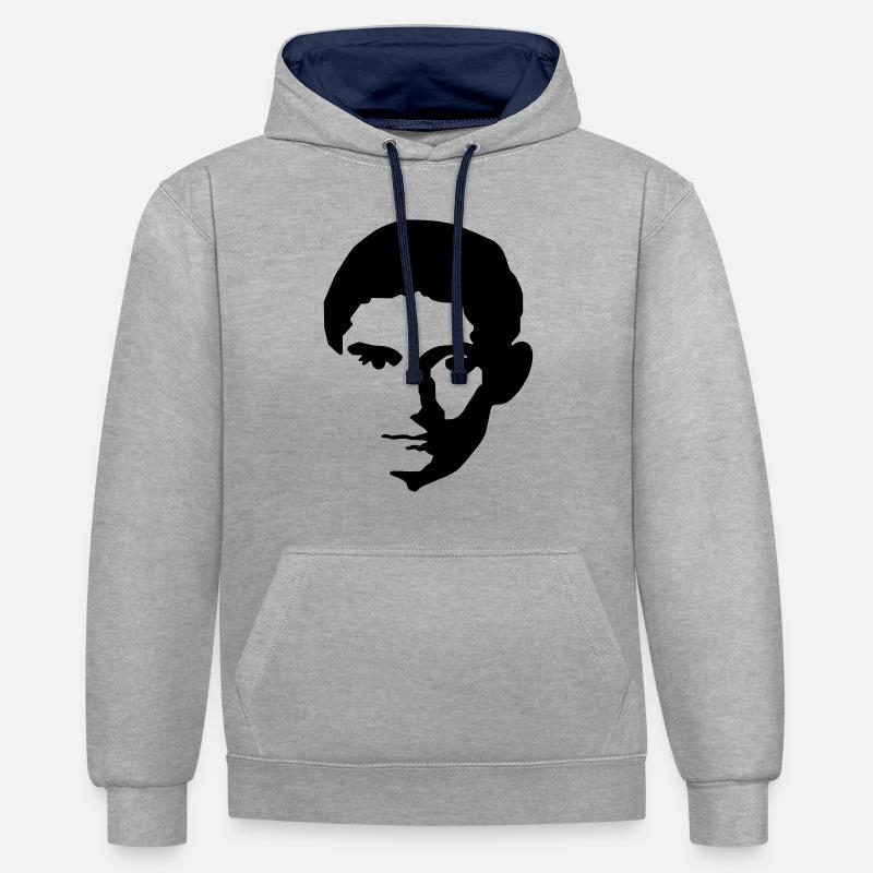 Franz Kafka - Sweat à capuche contrasté - gris chiné/bleu marine