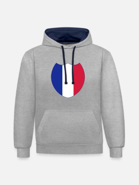 France - French- Frenchie - Contrast hoodie - heather grey/navy
