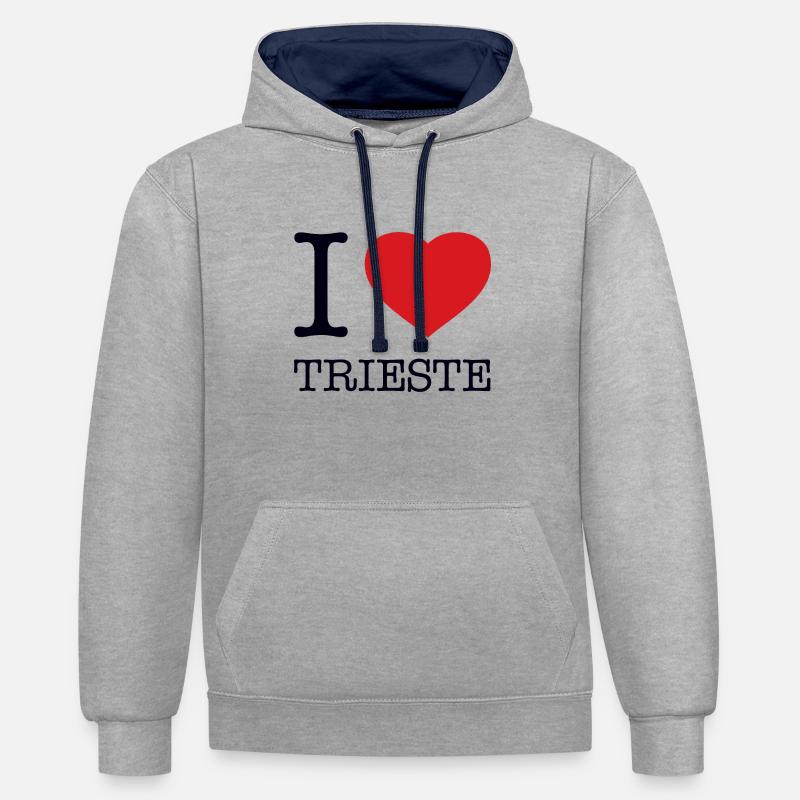 J’ADORE TRIESTE - Sweat à capuche contrasté - gris chiné/bleu marine