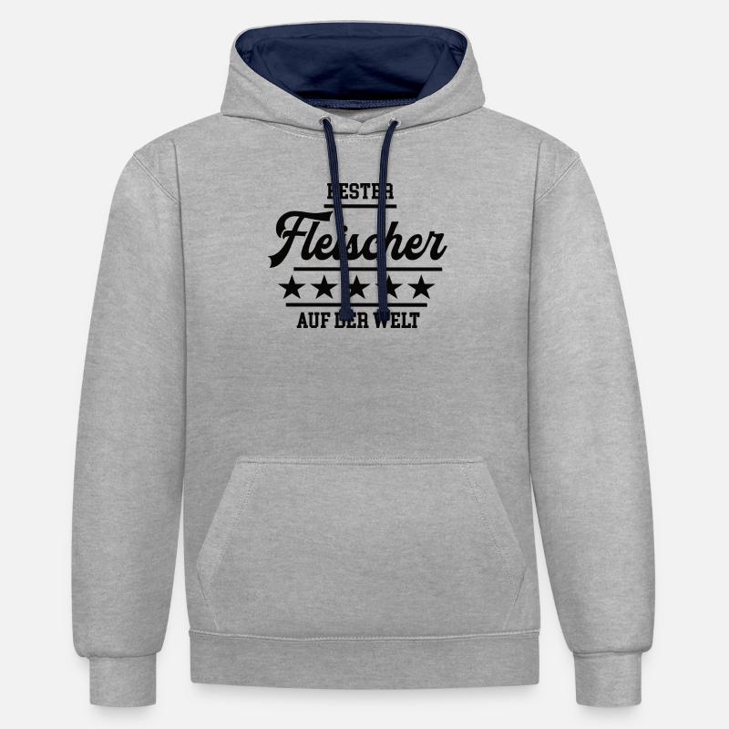 Bester Fleischer Weltbester Schlachter Fleischerei - Kontrast-Hoodie - Grau meliert/Navy