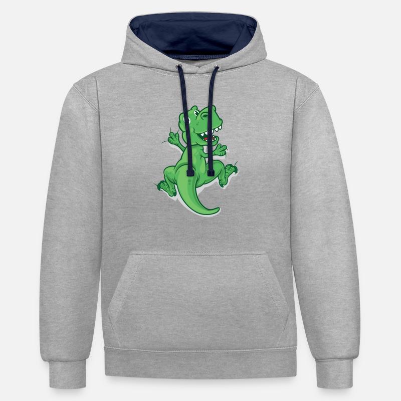 Escalade Dino T-Rex - Sweat à capuche contrasté - gris chiné/bleu marine