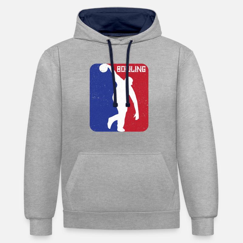 Bowling boule de bowling - Sweat à capuche contrasté - gris chiné/bleu marine